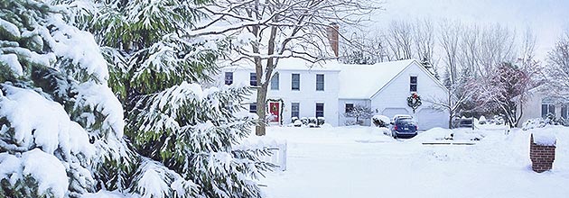 beautiful home in snow